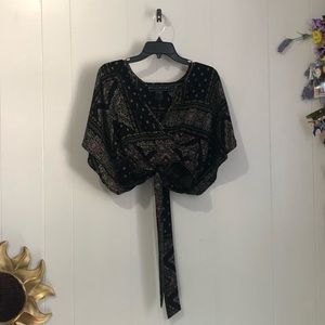 Polly & Esther Multi Pattern Open Back Crop Top